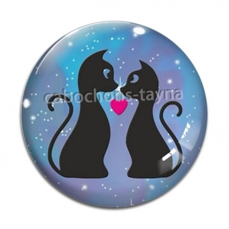 Cabochon Verre - chat noir