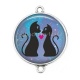 Connecteur Cabochon Argent - chat noir