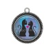Pendentif Cabochon Argent - chat noir