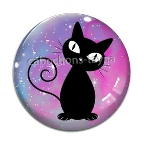 Cabochon Verre - chat noir