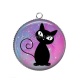 Pendentif Cabochon Argent - chat noir