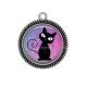 Pendentif Cabochon Argent - chat noir