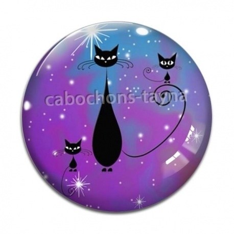 Cabochon Verre - chat noir