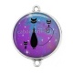 Connecteur Cabochon Argent - chat noir