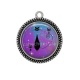 Pendentif Cabochon Argent - chat noir