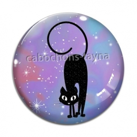Cabochon Verre - chat noir