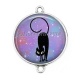 Connecteur Cabochon Argent - chat noir