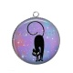 Pendentif Cabochon Argent - chat noir
