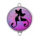 Connecteur Cabochon Argent - chat noir