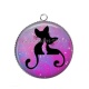 Pendentif Cabochon Argent - chat noir