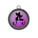 Pendentif Cabochon Argent - chat noir