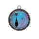 Pendentif Cabochon Argent - chat noir