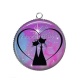 Pendentif Cabochon Argent - chat noir