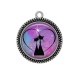 Pendentif Cabochon Argent - chat noir