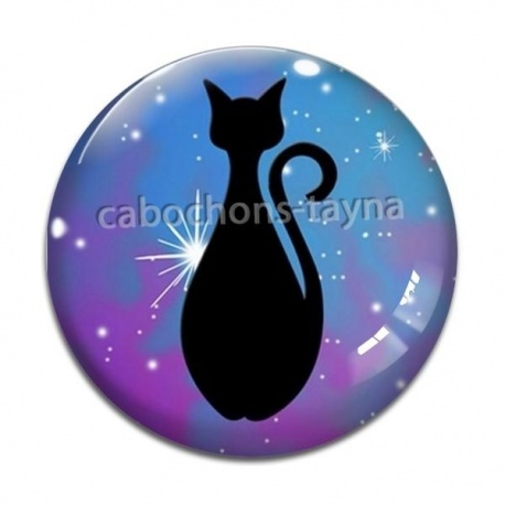Cabochon Verre - chat noir