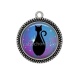 Pendentif Cabochon Argent - chat noir