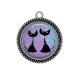 Pendentif Cabochon Argent - chat noir
