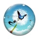 Cabochon Verre - chat noir pissenlit