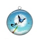 Pendentif Cabochon Argent - chat noir pissenlit