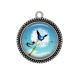 Pendentif Cabochon Argent - chat noir pissenlit