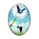 Cabochon Verre Ovale - chat noir pissenlit