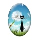 Cabochon Verre Ovale - chat noir pissenlit
