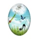 Cabochon Verre Ovale - chat noir pissenlit