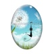 Cabochon Verre Ovale - chat noir pissenlit