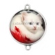 Connecteur Cabochon Argent - chat