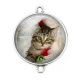 Connecteur Cabochon Argent - chat