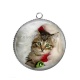 Pendentif Cabochon Argent - chat