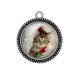 Pendentif Cabochon Argent - chat