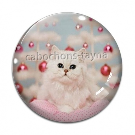 Cabochon Verre - chat noël