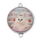 Connecteur Cabochon Argent - chat noël