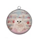Pendentif Cabochon Argent - chat noël