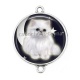 Connecteur Cabochon Argent - chat