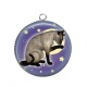 Pendentif Cabochon Argent - chat