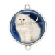Connecteur Cabochon Argent - chat