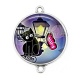 Connecteur Cabochon Argent - chat noir