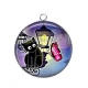 Pendentif Cabochon Argent - chat noir
