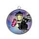 Pendentif Cabochon Argent - chat noir