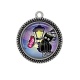 Pendentif Cabochon Argent - chat noir