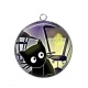 Pendentif Cabochon Argent - chat noir