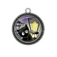 Pendentif Cabochon Argent - chat noir