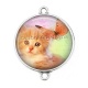 Connecteur Cabochon Argent - chat
