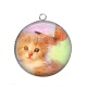 Pendentif Cabochon Argent - chat