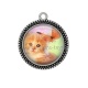 Pendentif Cabochon Argent - chat