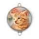 Connecteur Cabochon Argent - chat