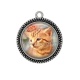 Pendentif Cabochon Argent - chat