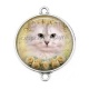 Connecteur Cabochon Argent - chat